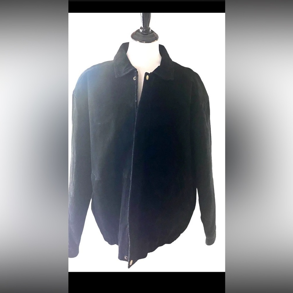Mens Cambridge Classics Sz Large Jacket Coat Black Suede Leather Lined Pockets